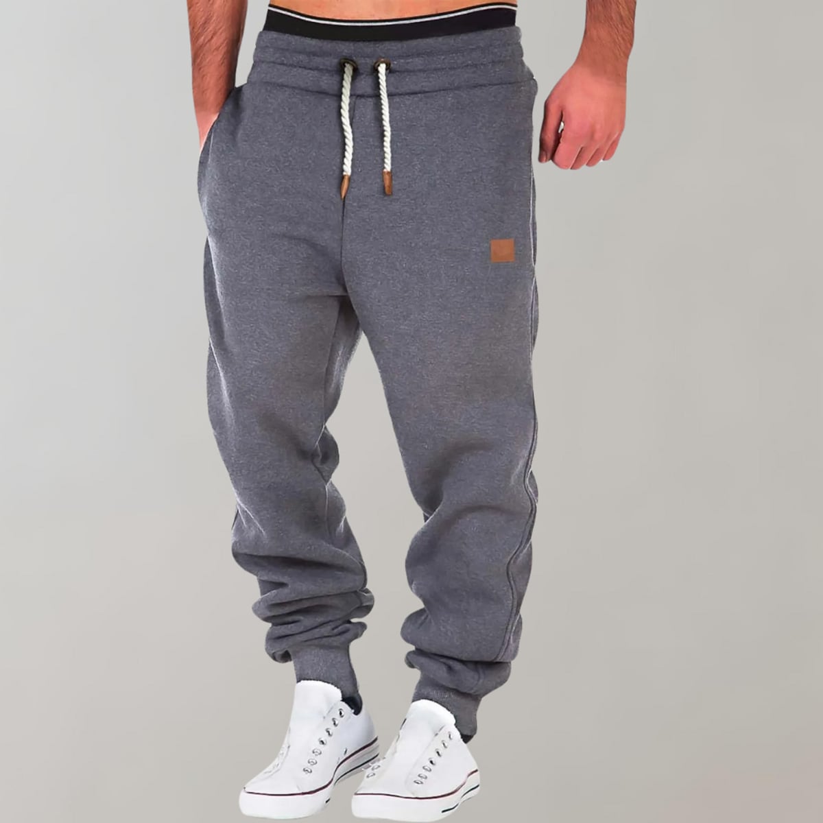 heren relaxed fit joggingbroek met tunnelkoord in donkergrijs