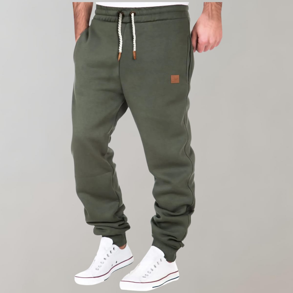 heren relaxed fit joggingbroek met tunnelkoord in groen