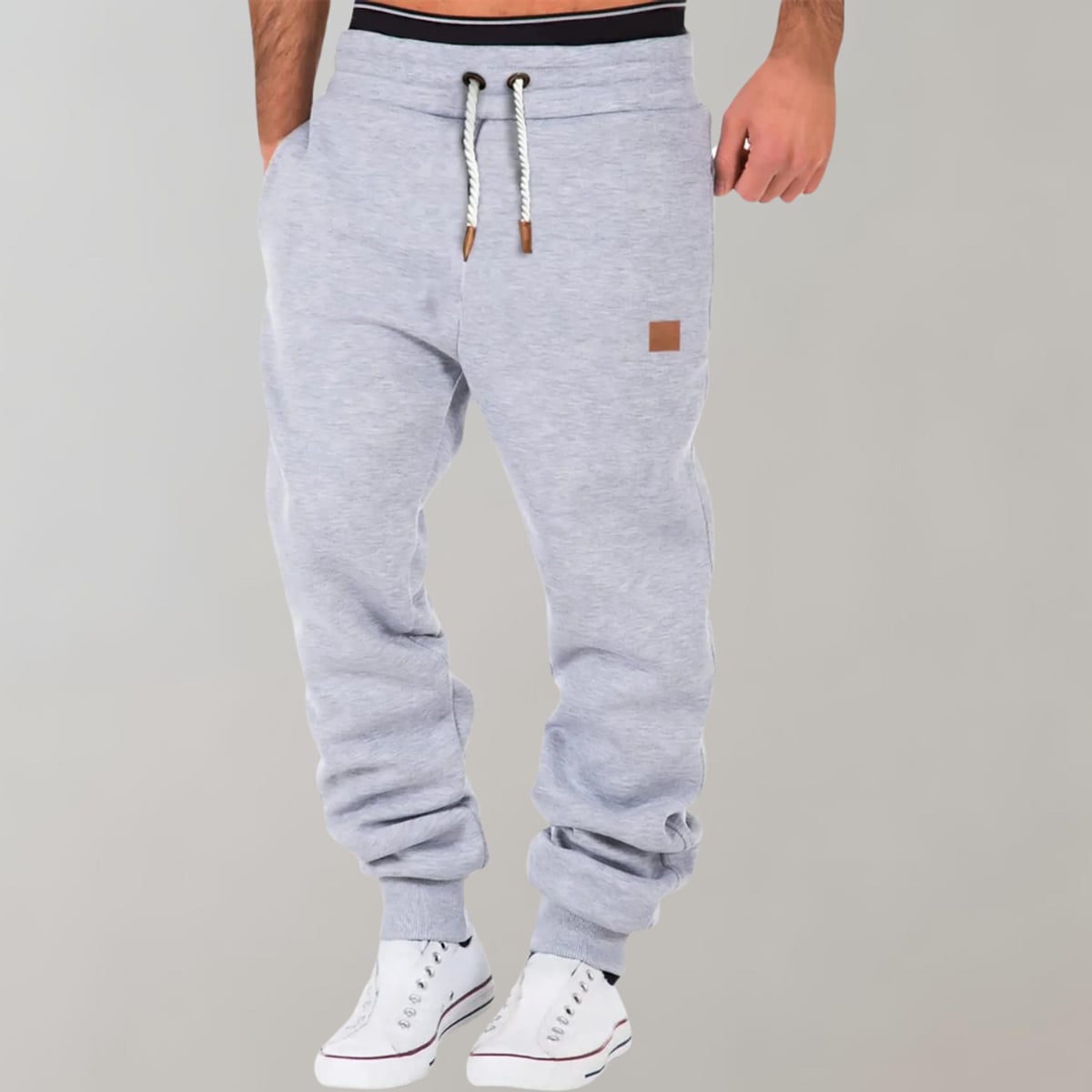 heren relaxed fit joggingbroek met tunnelkoord in grijs