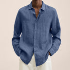 heren relaxed fit overhemd met kentkraag in blauw