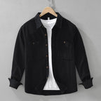 heren relaxed fit overshirt met borstzakken in zwart