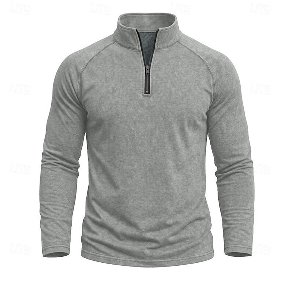 heren relaxed fit top met rits kraag