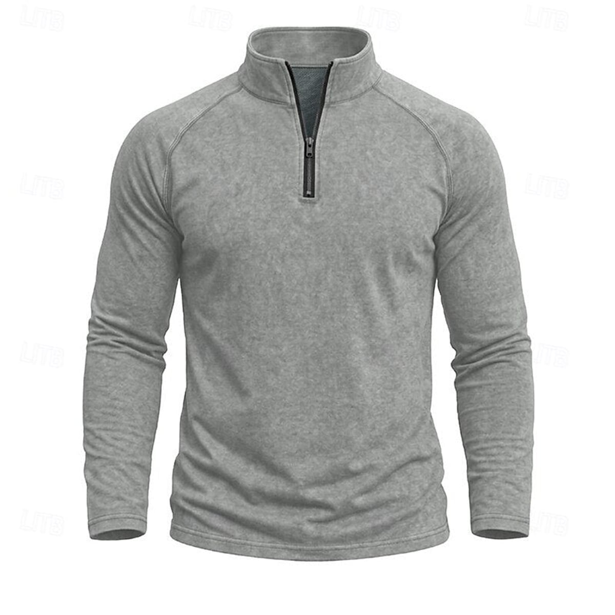 heren relaxed fit top met rits kraag