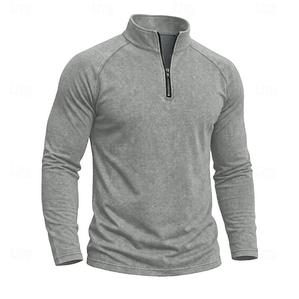 heren relaxed fit top met rits kraag