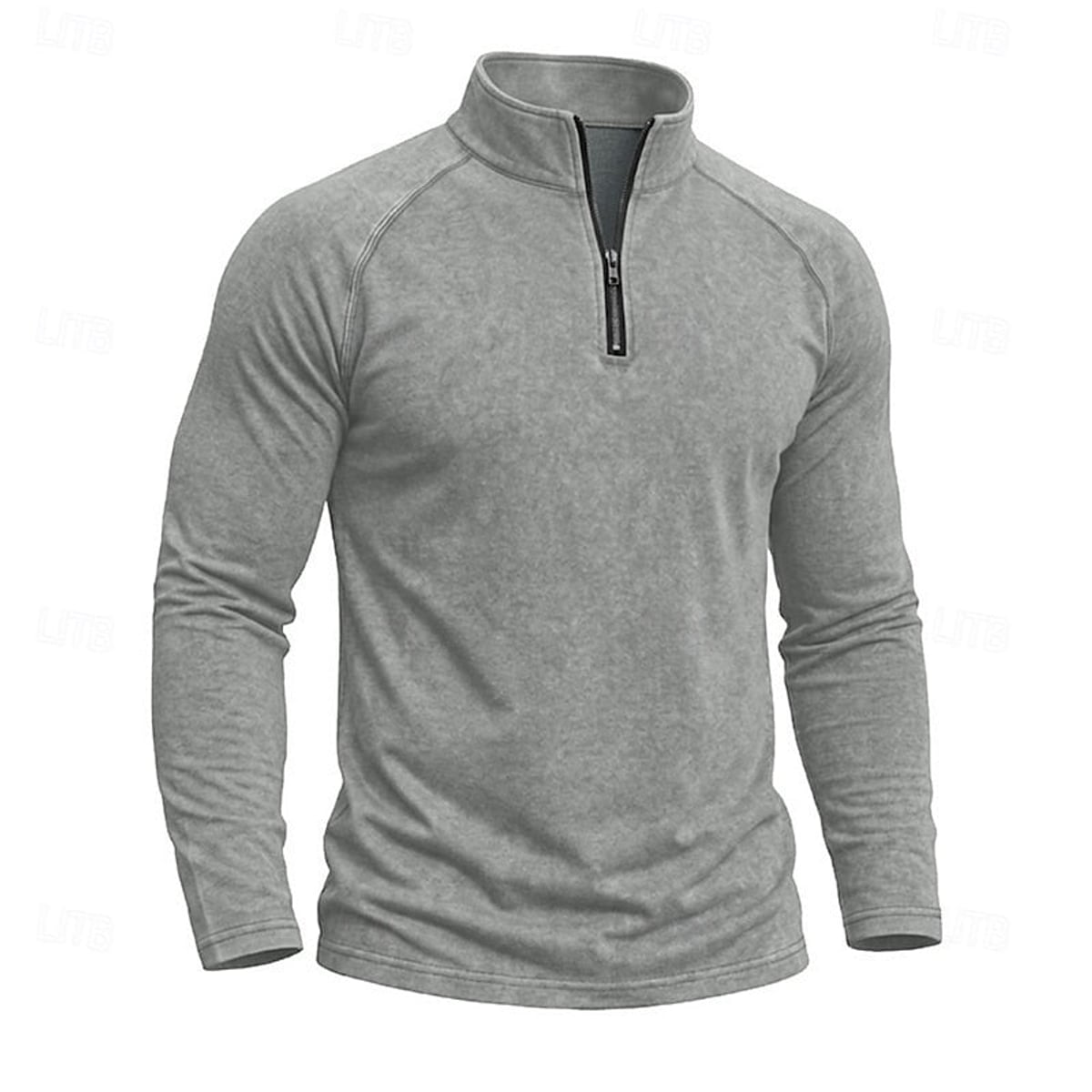 heren relaxed fit top met rits kraag