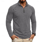 heren relaxed fit top met rits kraag in donkergrijs