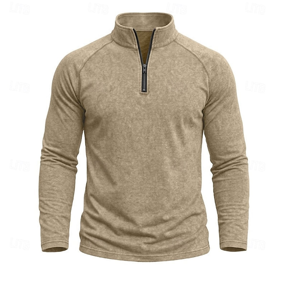 heren relaxed fit top met rits kraag