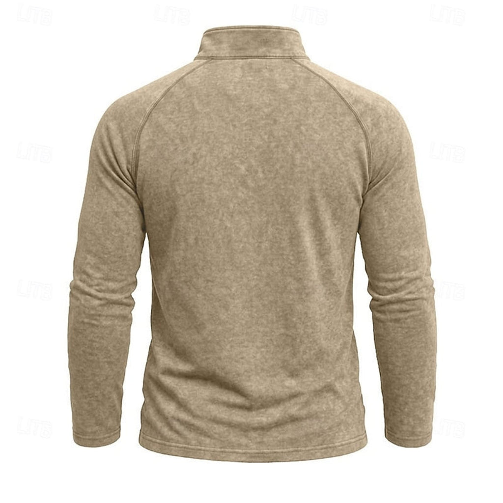 heren relaxed fit top met rits kraag