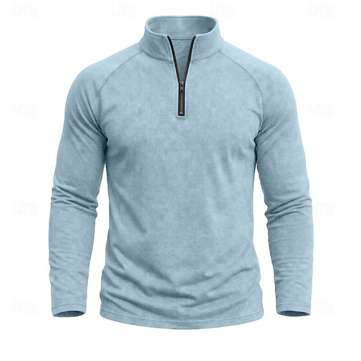 heren relaxed fit top met rits kraag