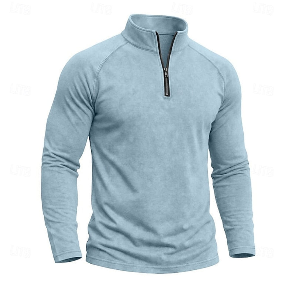heren relaxed fit top met rits kraag