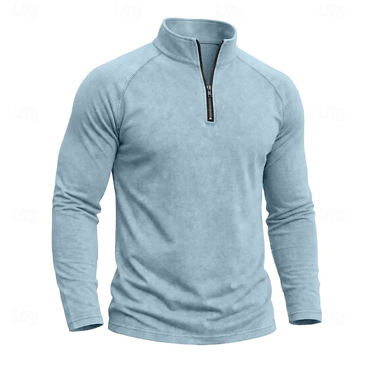 heren relaxed fit top met rits kraag