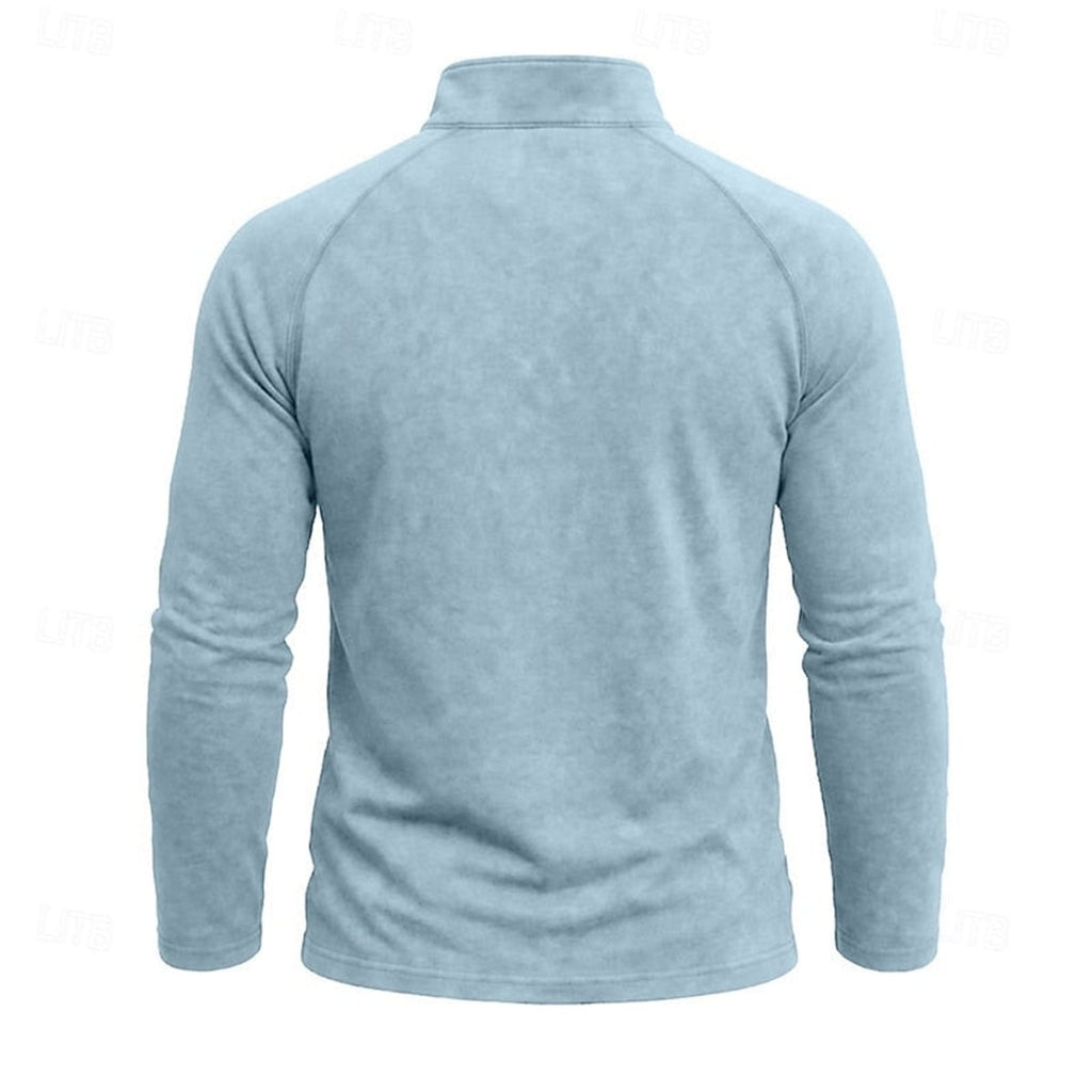 heren relaxed fit top met rits kraag