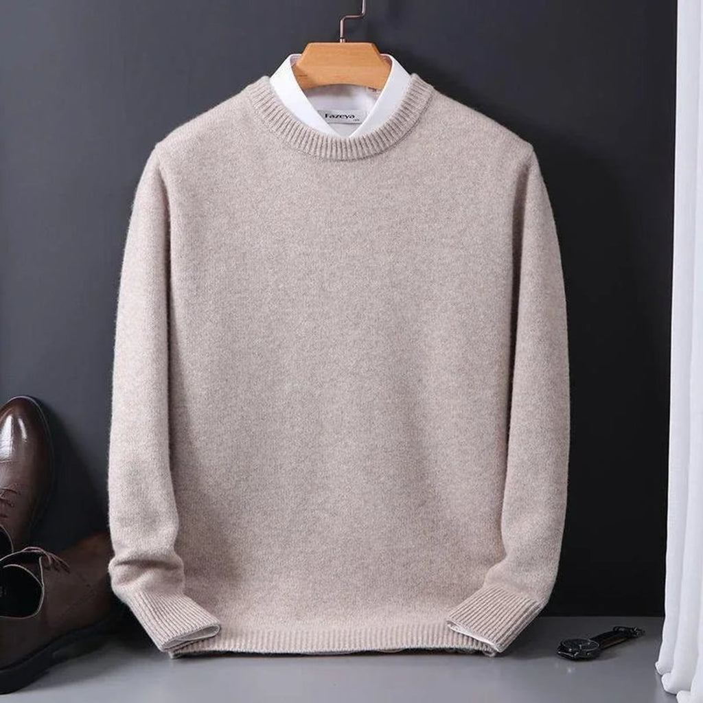 heren relaxed fit trui met ronde hals in camel