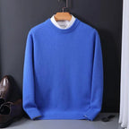 heren relaxed fit trui met ronde hals in blauw