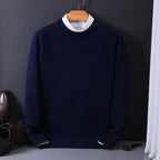 heren relaxed fit trui met ronde hals in marineblauw