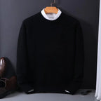 heren relaxed fit trui met ronde hals in zwart