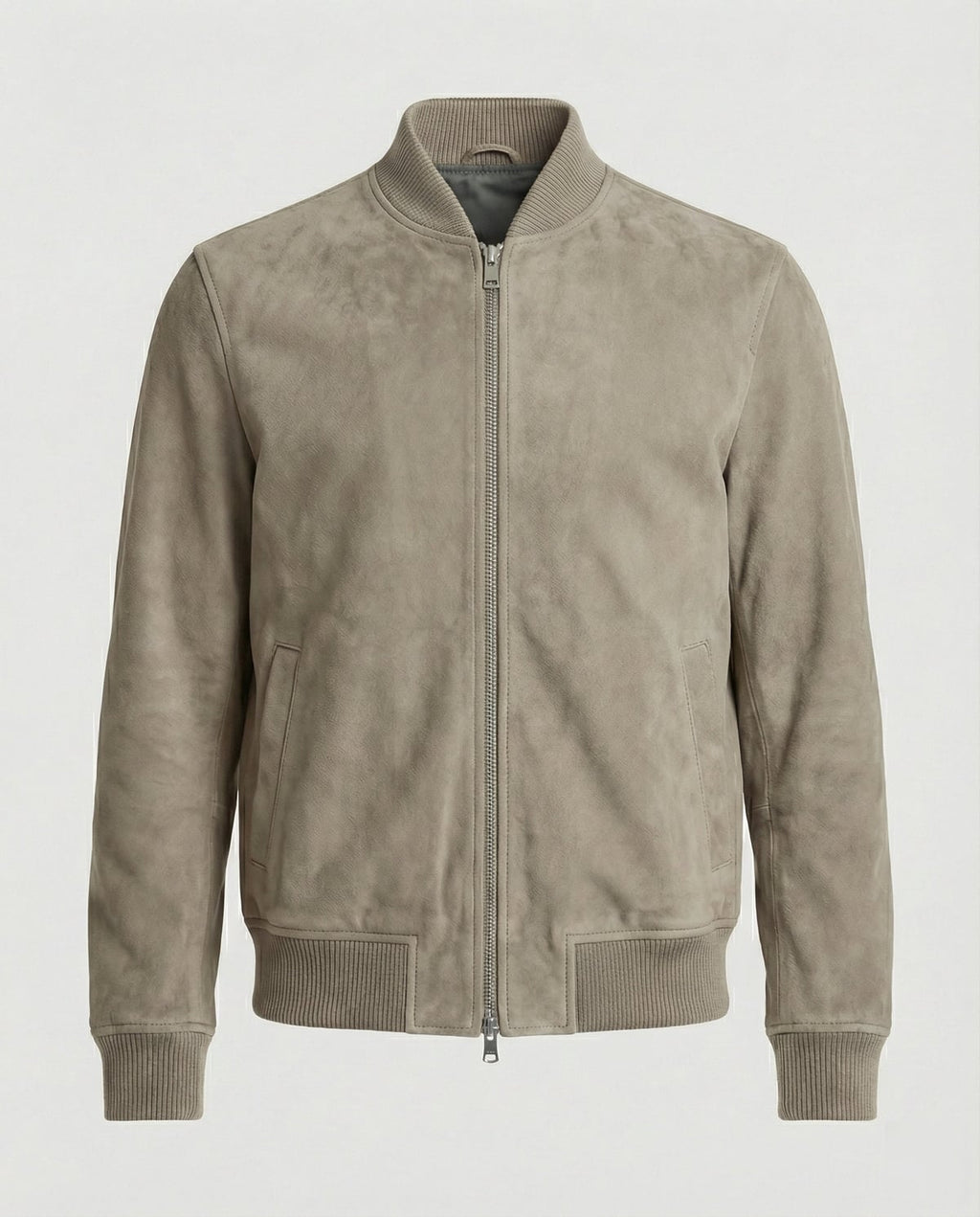 heren slim fit bomberjack met ritsluiting in khaki