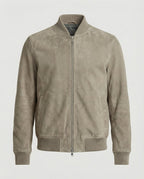 heren slim fit bomberjack met ritsluiting in khaki