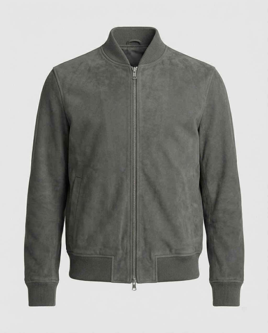 heren slim fit bomberjack met ritsluiting in grijs