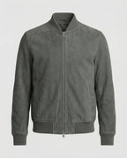heren slim fit bomberjack met ritsluiting in grijs
