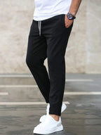 heren slim fit broek met elastische band