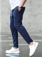 heren slim fit broek met elastische band