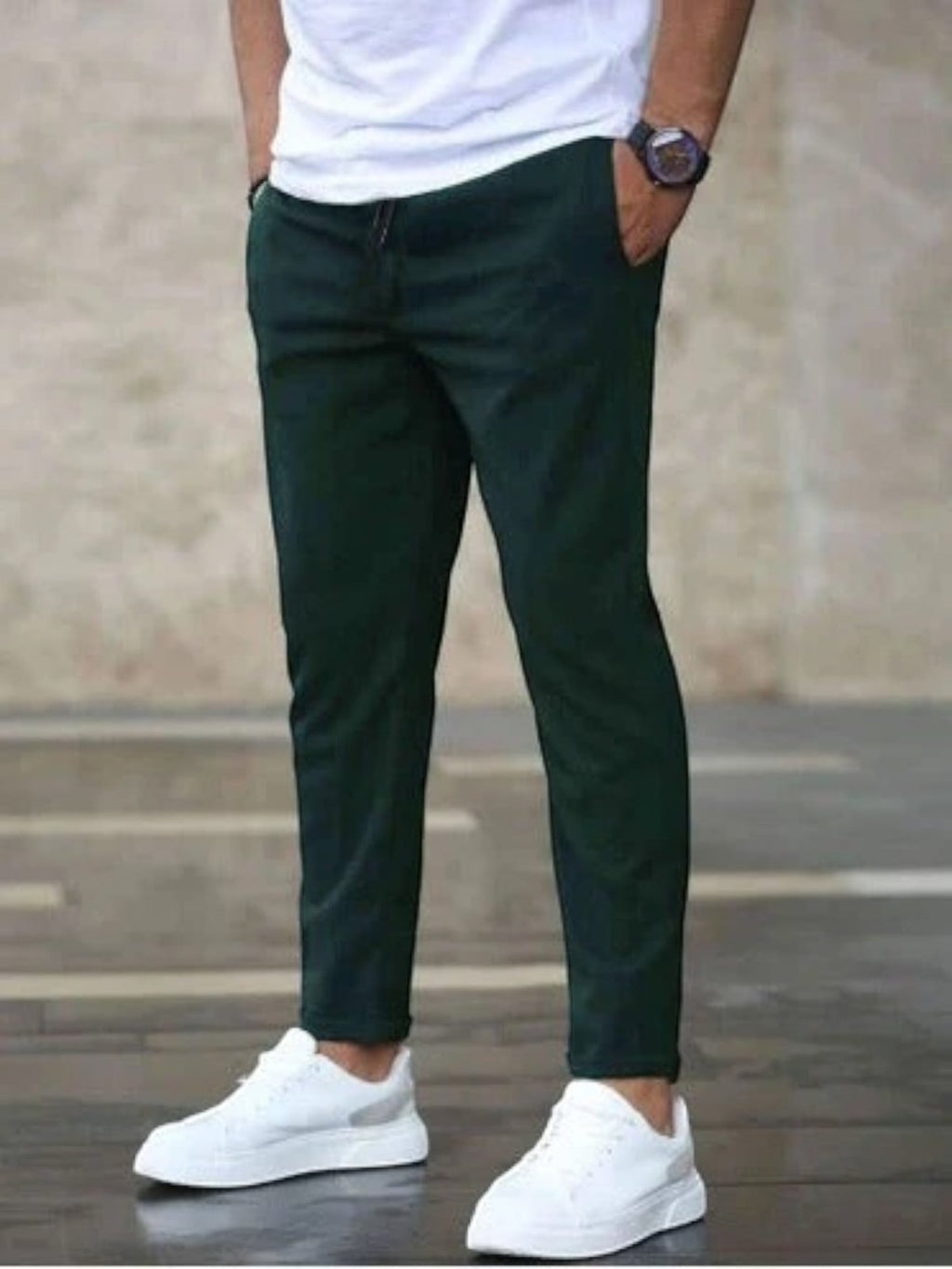 heren slim fit broek met elastische band