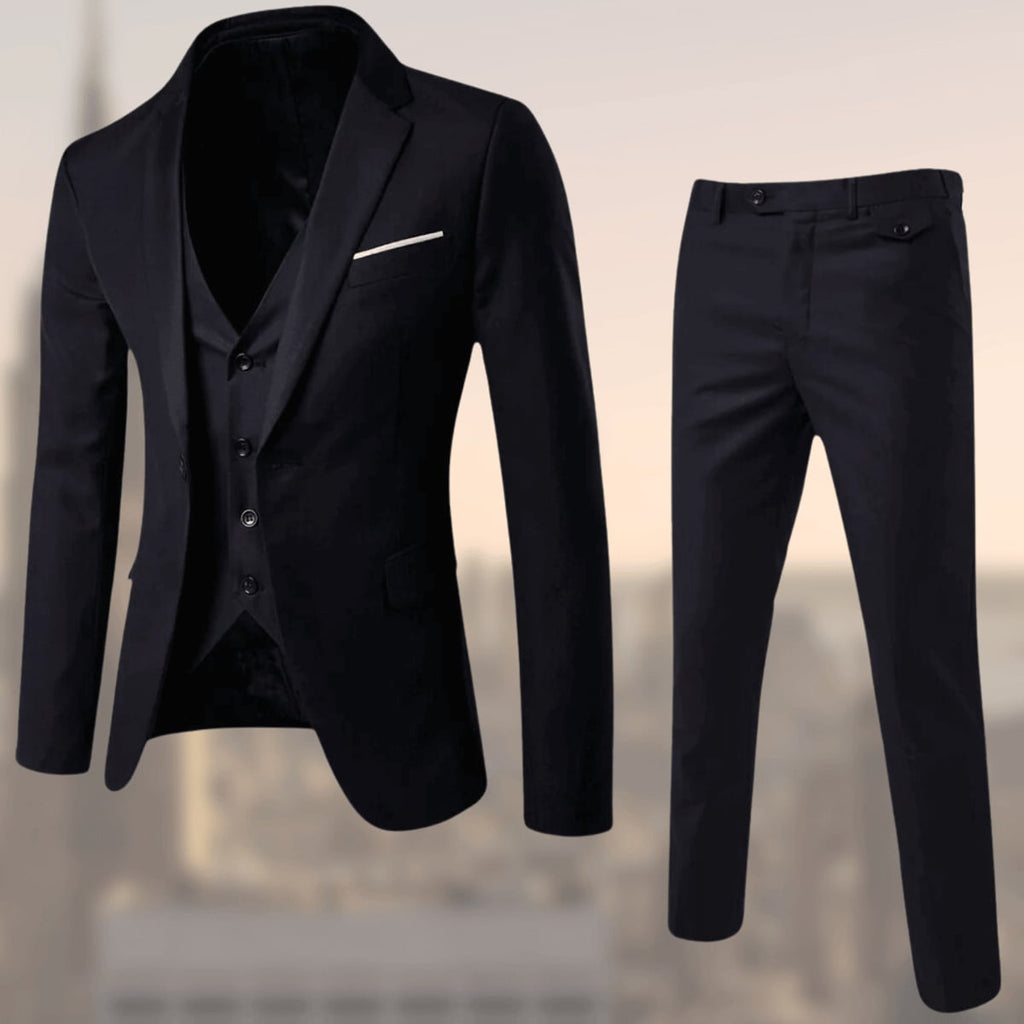 heren slim fit bruiloft pak met gilet in zwart