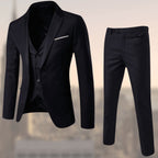 heren slim fit bruiloft pak met gilet in zwart
