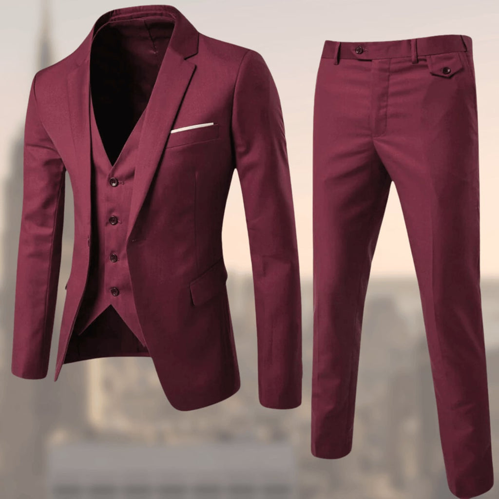 heren slim fit bruiloft pak met gilet in rood