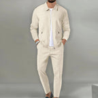 heren slim fit cardigan set in beige voor dames