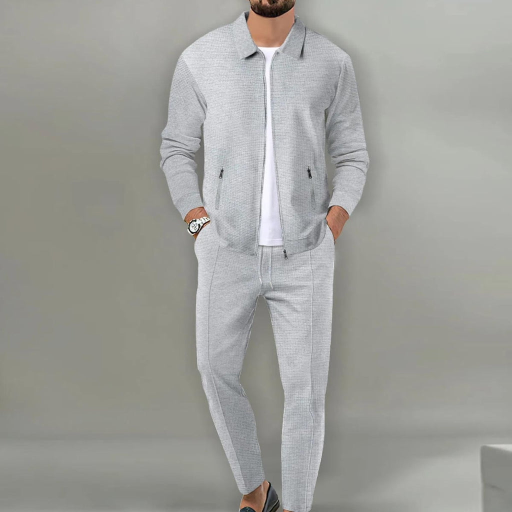heren slim fit cardigan set in grijs voor dames