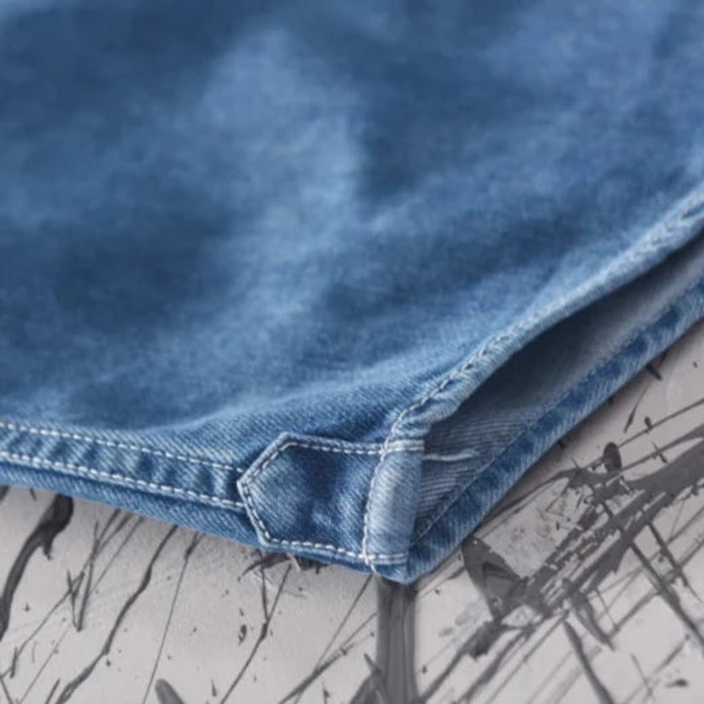 heren slim fit denim overhemd met borstzakken