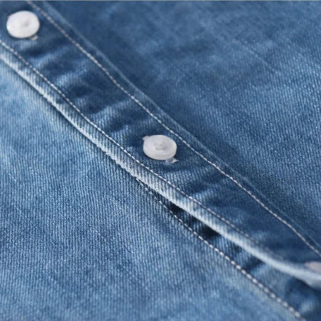 heren slim fit denim overhemd met borstzakken