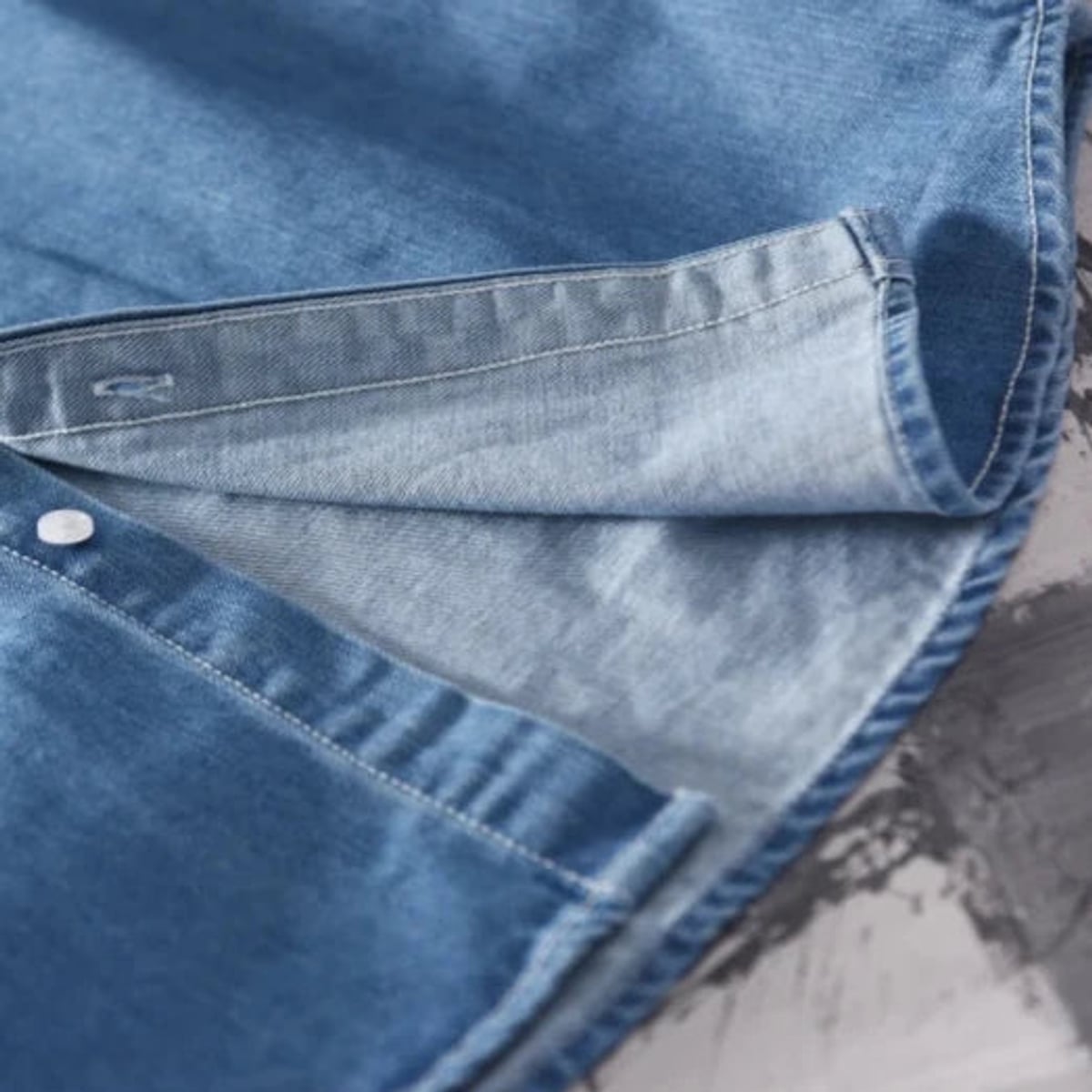 heren slim fit denim overhemd met borstzakken