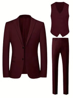 heren slim fit driedelig pak met gilet