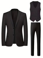 heren slim fit driedelig pak met gilet
