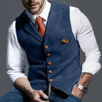 heren slim fit gilet met knoopsluiting in blauw