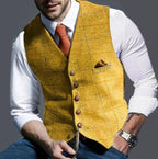 heren slim fit gilet met knoopsluiting in geel