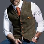 heren slim fit gilet met knoopsluiting in bruin