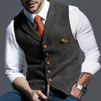 heren slim fit gilet met knoopsluiting in donkergrijs