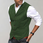 heren slim fit gilet met revers in groen