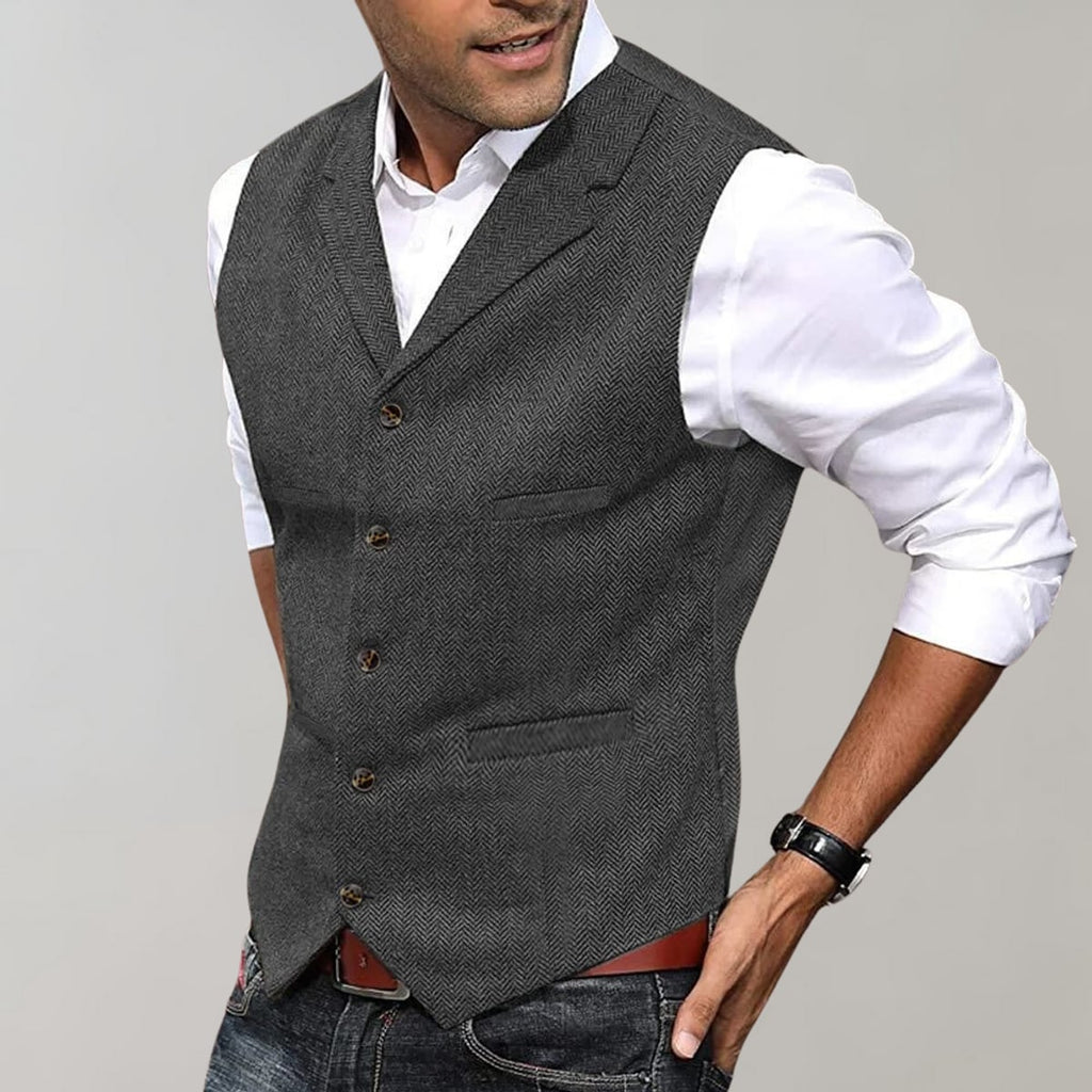heren slim fit gilet met revers in grijs