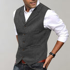 heren slim fit gilet met revers in grijs