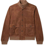heren slim fit jas met staande kraag in bruin