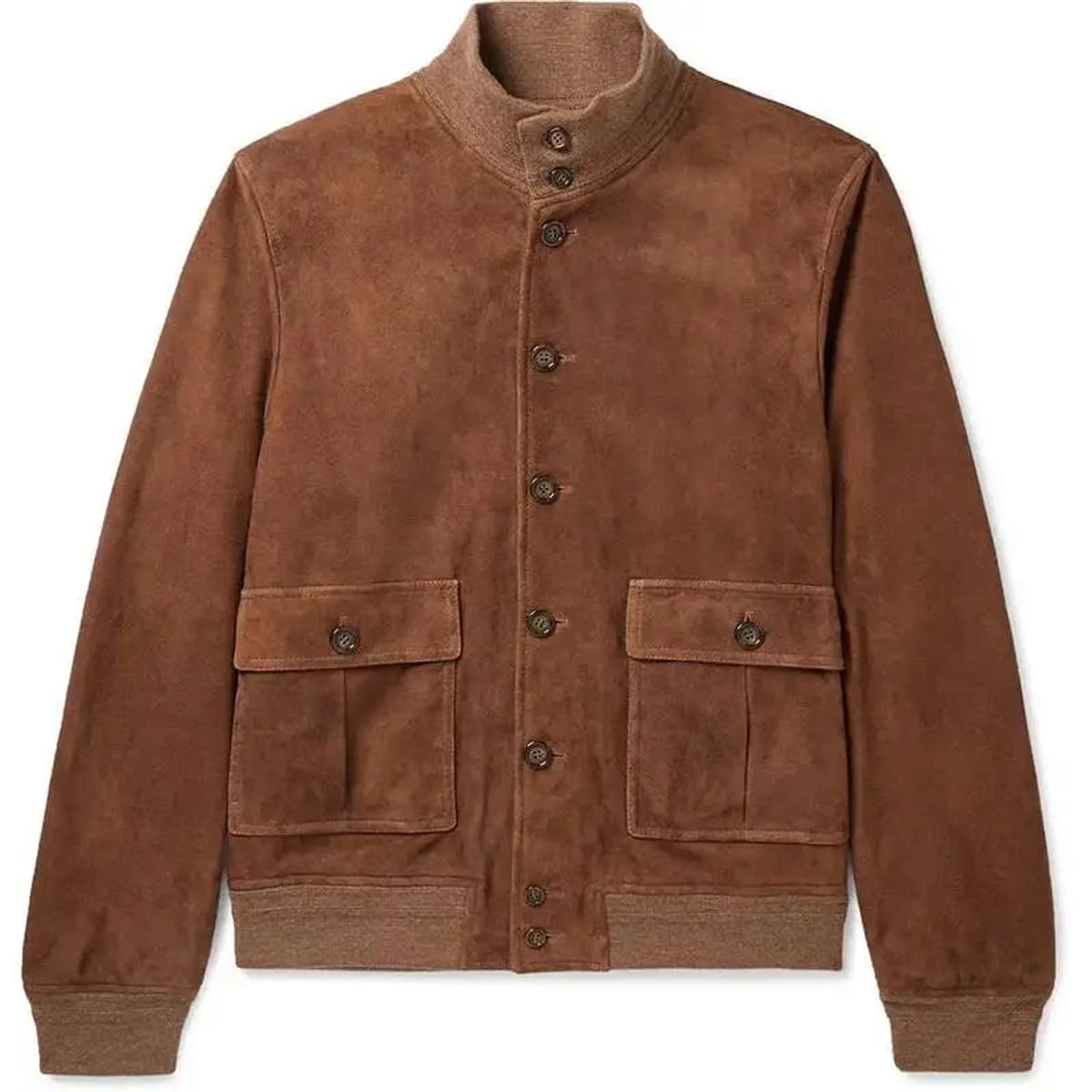 heren slim fit jas met staande kraag in bruin