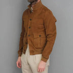 heren slim fit jas met staande kraag