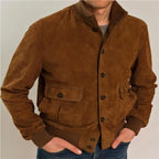 heren slim fit jas met staande kraag
