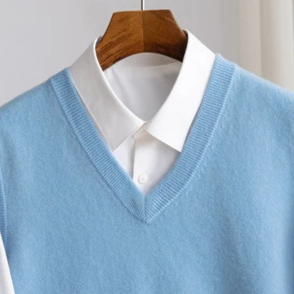 heren slim fit mouwloos vest met v-hals