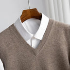 heren slim fit mouwloos vest met v-hals